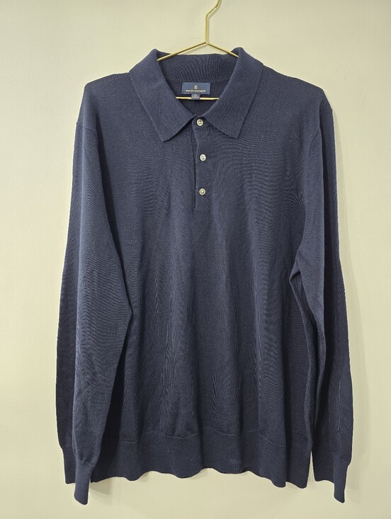 Brooks Brothers Other - Brooks Brothers Merino Wool Long Sleeve Polo Collar Henley Sweater Navy Blue XL